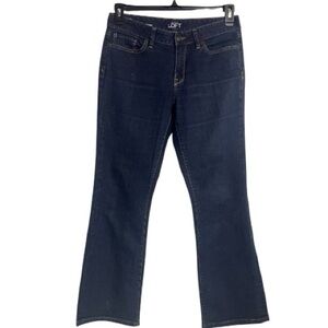 Ann Taylor Loft Curvy Bootcut Jeans 5 Pocket Belt Loop Dark Blue Stain size 6p